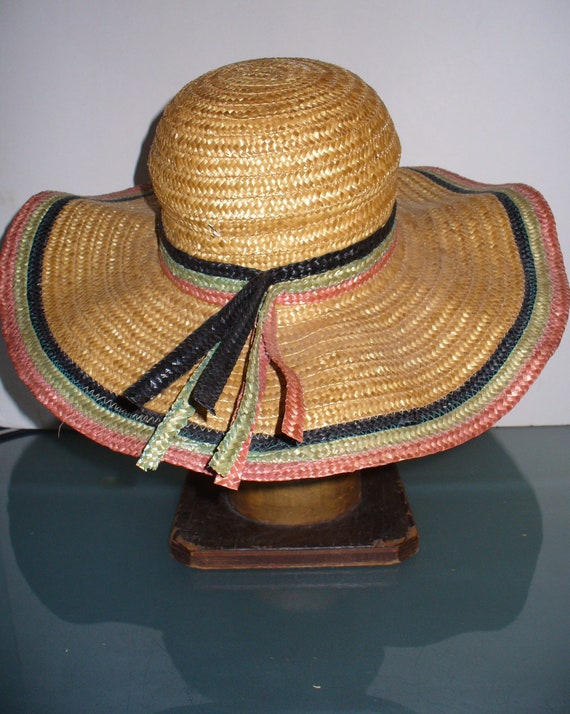 Made in Italy Large Wide Ruffle Brim Straw Hat - image 4