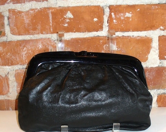 Made in Italy Black Leather Clutch Bag