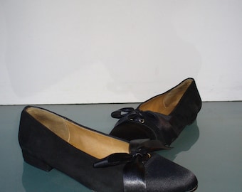 Saks Fifth Avenue Made in Italy Suede & Satin Ballet Flats Size 7W