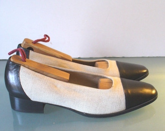 Talbots Made in Italy Linen & Leather Pumps Size 8.5M