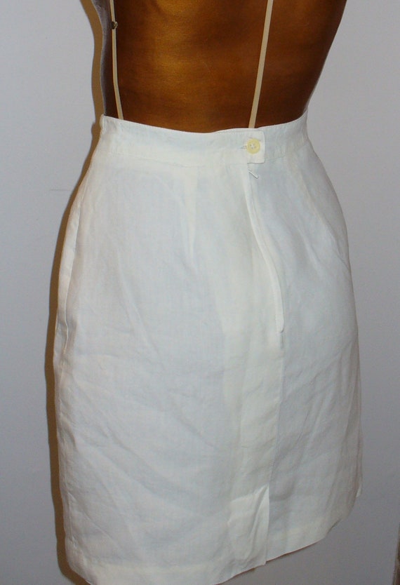 Vintage Max Mara Made in Italy Linen Skirt  Size … - image 7