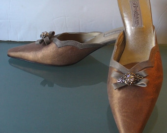 Brighton Made in Italy Bronze Bejeweled Mules Size 7.5M US