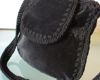 Made in Italy Velvet and Crochet Shoulder Bag