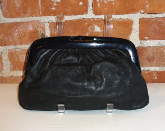 Made in Italy Black Leather Clutch Bag