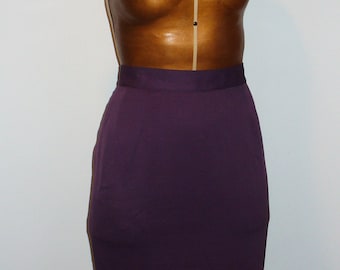 Vintage Salvatore Ferragamo Made in Italy Aubergine Pencil Skirt  Size 40