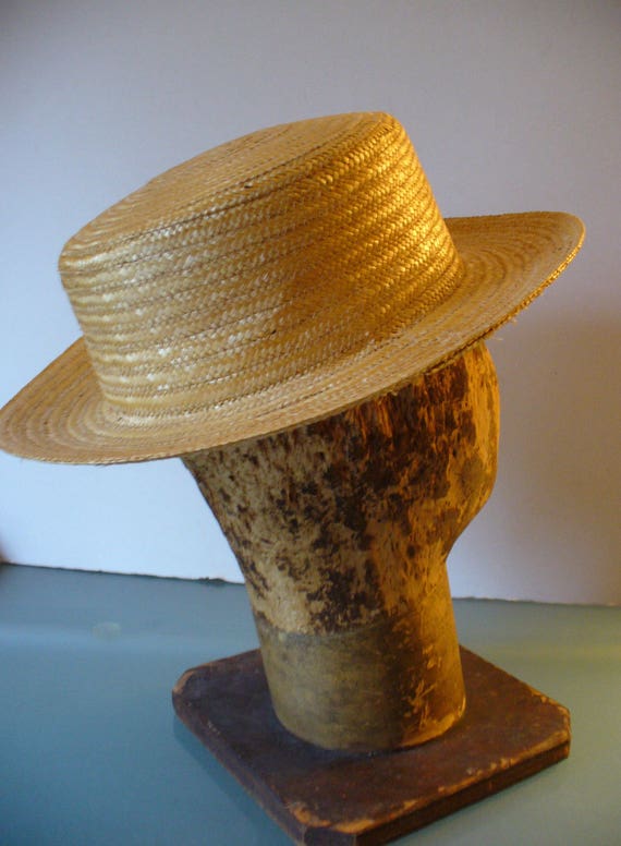 Vintage  Straw Boater Hat Made in Italy - image 5