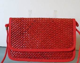 Made in Italy Red Straw  Shoulder Bag