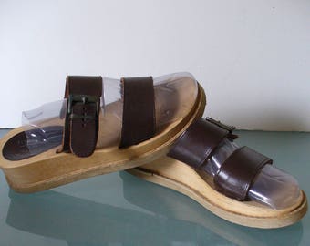 AE Leather & Wood Slides Made in Italy Size 7