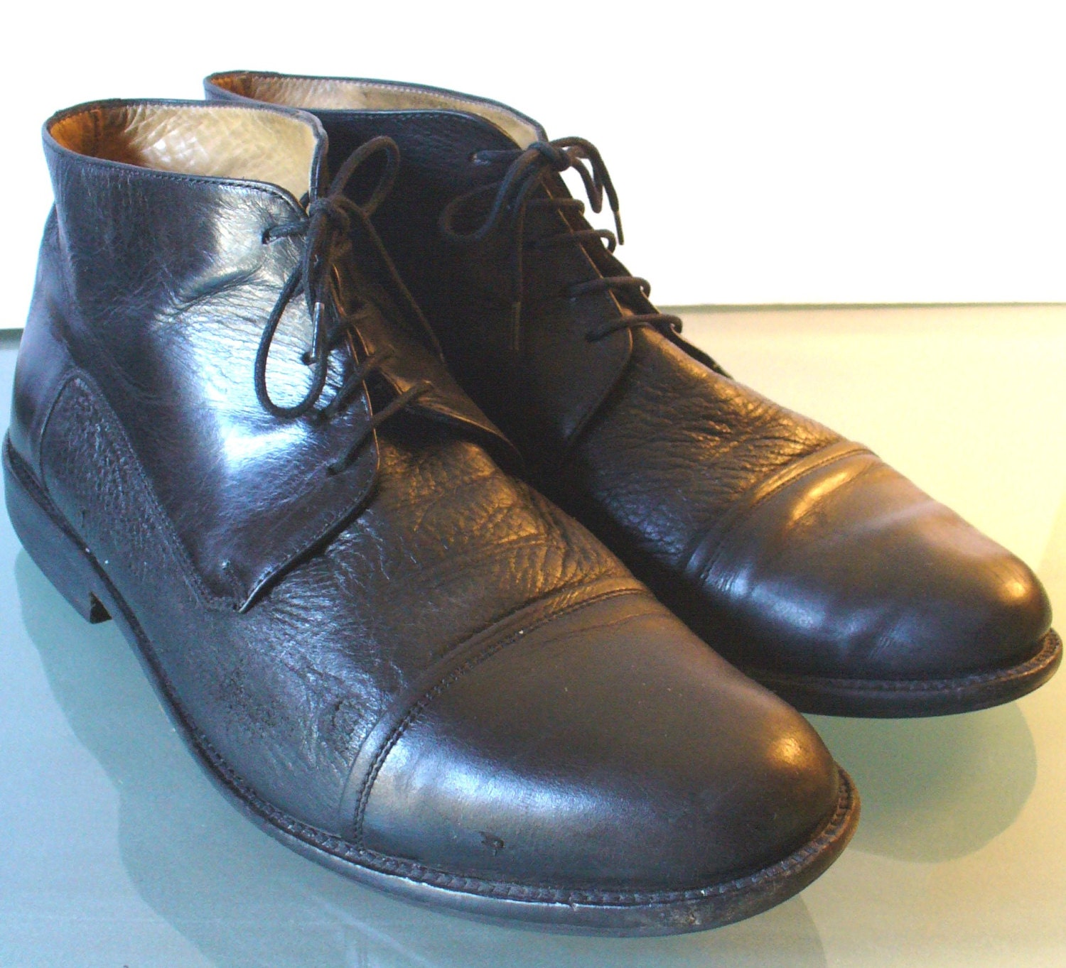 Johnston& Murphy Short Cap Toe Tie Boots Made in Italy