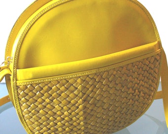 Vintage Susan Gail Made in Italy Lemon Yellow Banjo Style Shoulder Bag