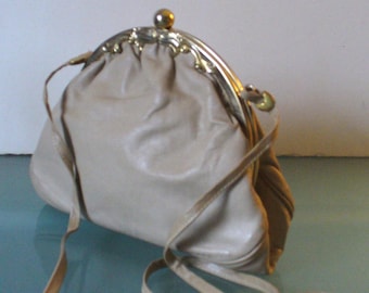 Made in Italy Taupe Leather Shoulder Bag