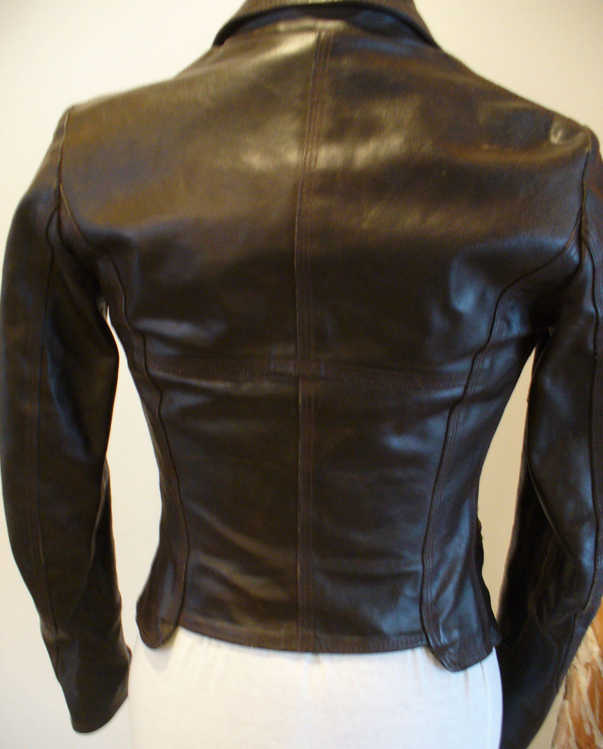 Bayside Made in Italy Woman's distressed Leather Jacket Size S