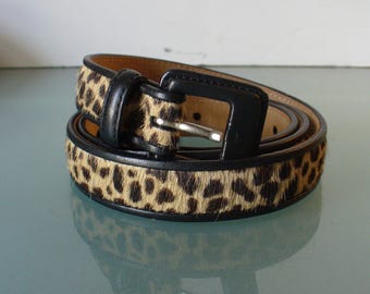 Talbots Fur Leopard Pattern  Belt Made in Italy Size L