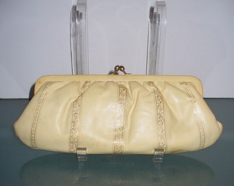 Vintage Made in Italy Cream & Gold Clutch Bag