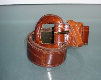 Omega Made in Italy Faux Alligator  Leather Belt Size S