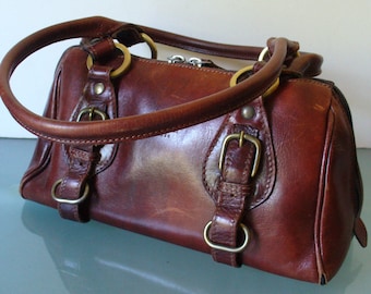 I Medici Made in Italy Chestnut Brown Leather Doctor Style Bag