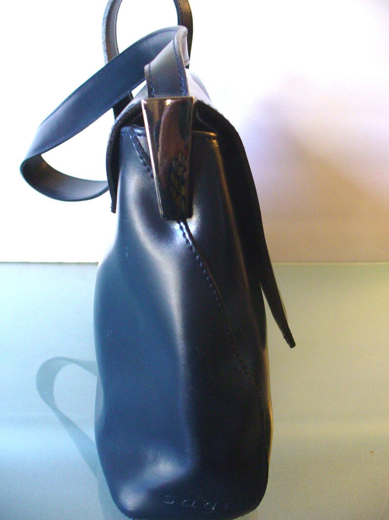 Sagi Made in Italy Navy Blue Leather Vintage Shoulder bag | Etsy