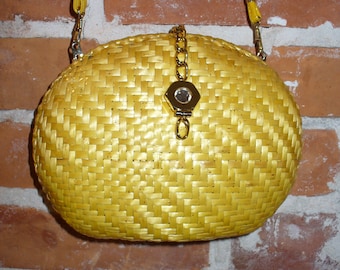 Susan Gail Yellow Wicker Purse Made in Italy