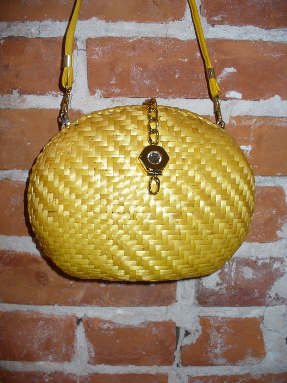 Susan Gail Yellow Wicker Purse Made in Italy