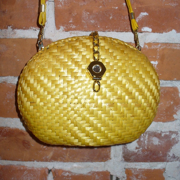 Susan Gail Yellow Wicker Purse Made in Italy