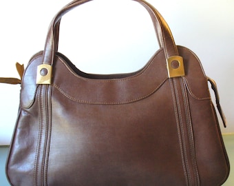 Vintage Made in Italy Cocoa Brown Accordian Handbag