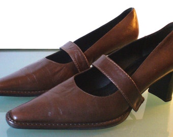 Acco Comfort Made in Italy Brown Leather Heels Size 40EU