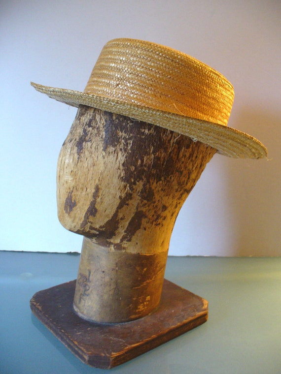 Vintage Straw Boater Hat Made in Italy