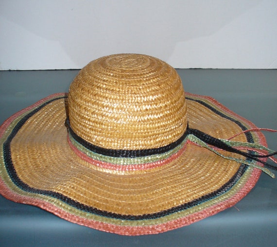 Made in Italy Large Wide Ruffle Brim Straw Hat - image 7