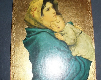 Vintage Made in Italy  Gilded Wall Art Madonna Del Riposo