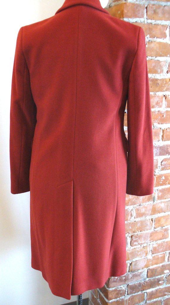 Vintage Benetton Made in Italy Tomato Red Overcoa… - image 5