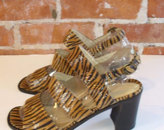 Angela Falconi Made in Italy Tiger Stripe Chunky Sandals Size 8.5B