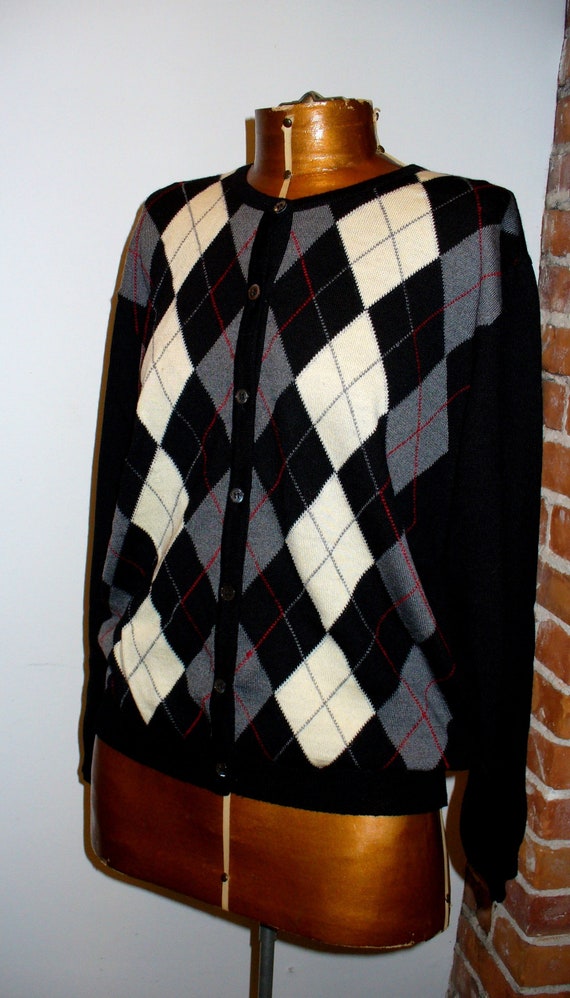 Made in Italy Talbots Argyle Cardigan Sweater Size