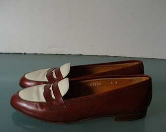 Ralph Lauren Made in Italy Brown & White Spectator Loafers Size 6 B US