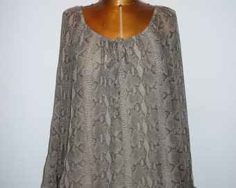 Vintage Snake Print Silk Poet Shirt Made in Italy  Size S