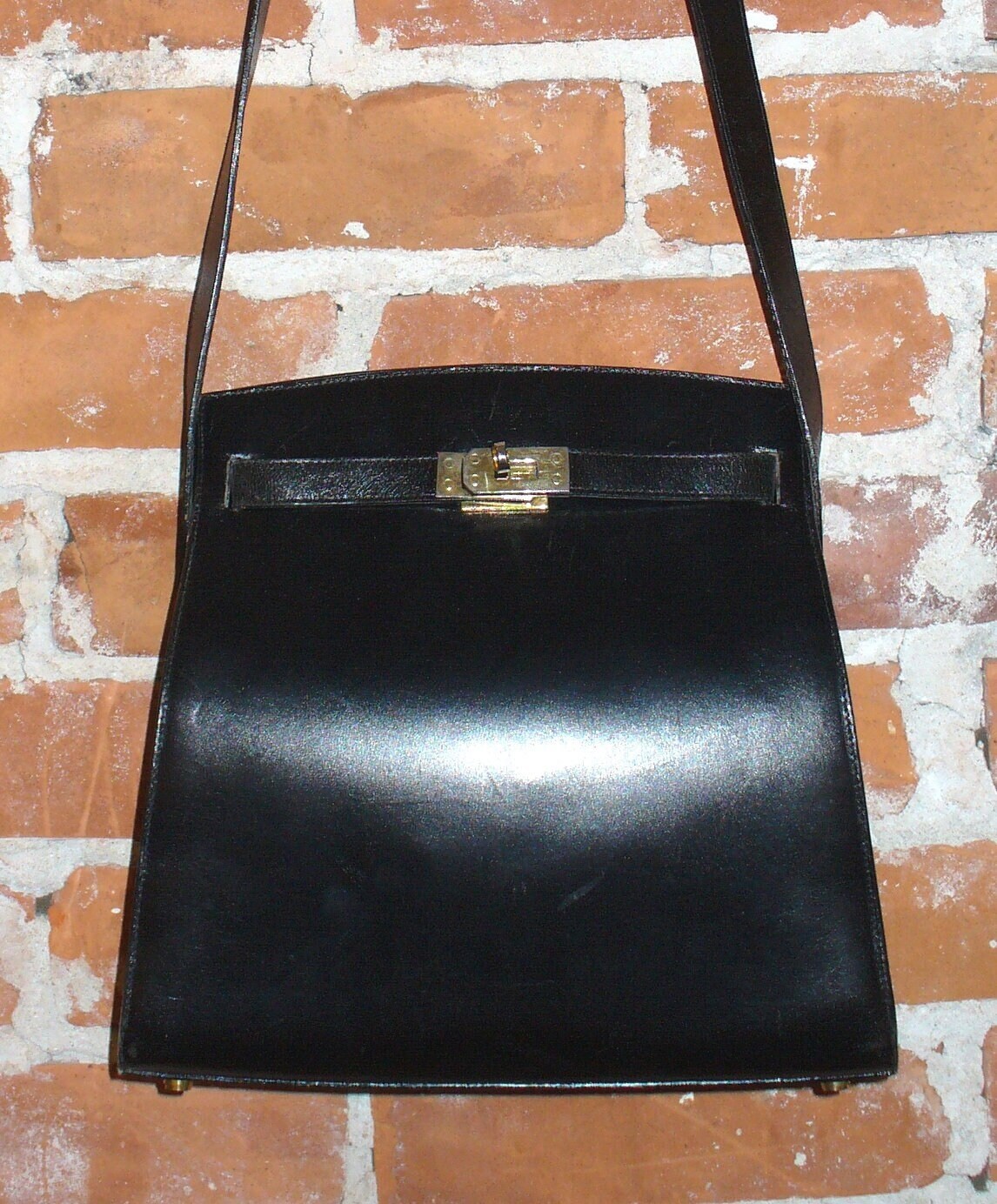 SISO Italy Genuine Ostrich Leather Kelly Handbag Purse Bag Top 