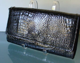 Made in Italy Amelia Berko Alligator Embossed Clutch Bag
