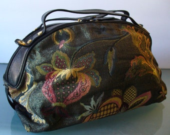 Vintage Susan Gail Made in Italy Tapestry Doctors Bag Purse