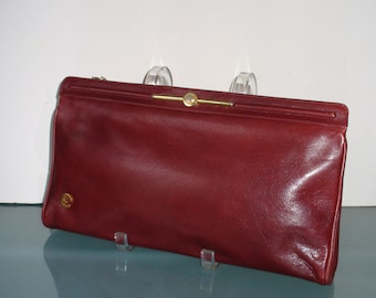 Vintage Made in Italy Peruzzi Oxblood Leather Clutch Bag