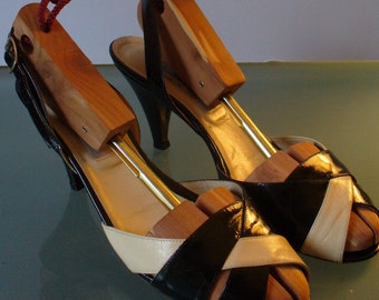 Vintage Made in Italy Stanley Blacker Patent Leather Sling Back Sandals