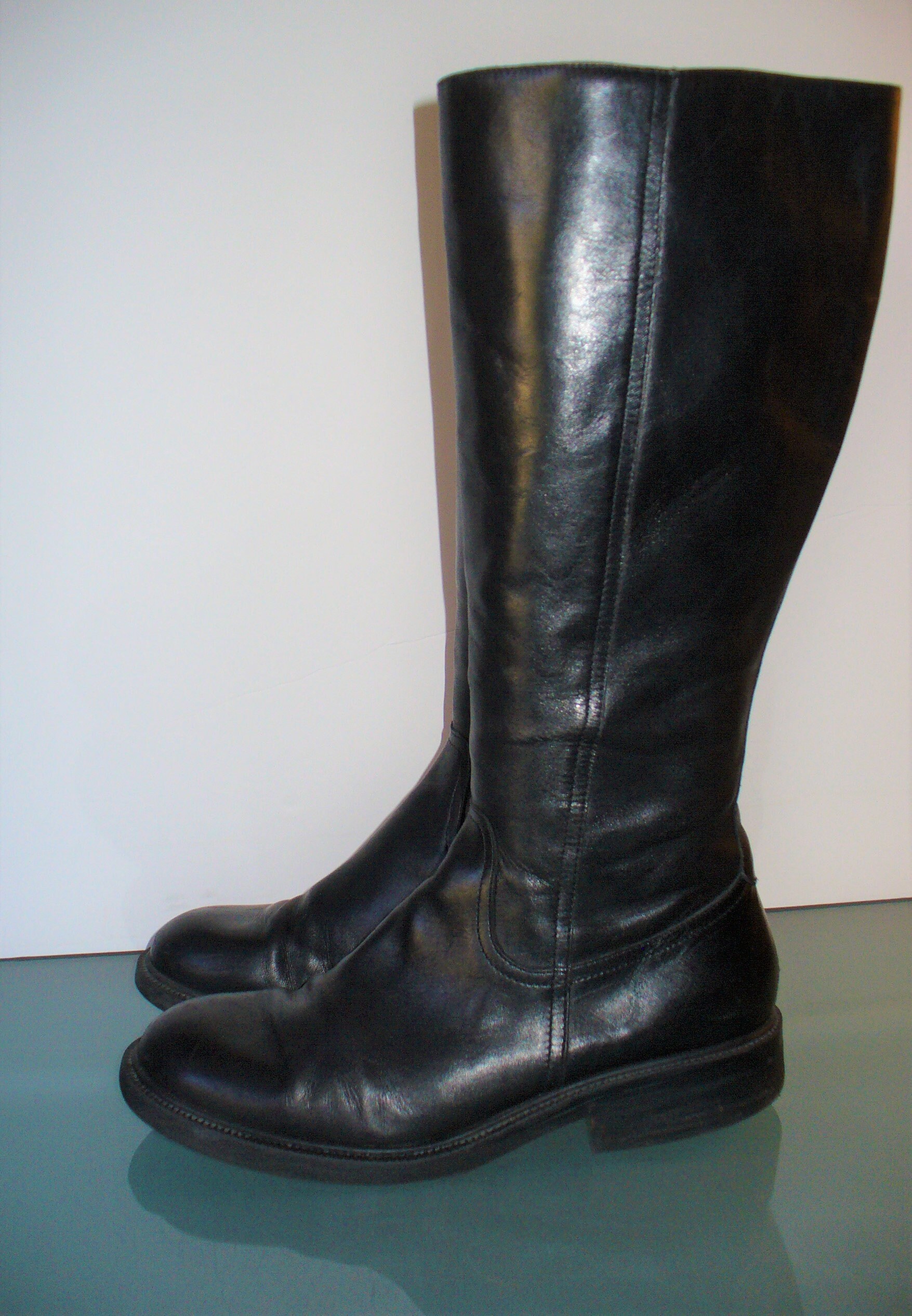 J crew black leather cheap boots