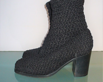 Vintage Browns Made in Italy Short Leather & Fabric  Boots Size 39