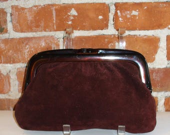 Made in Italy Claret Suede Clutch Bag