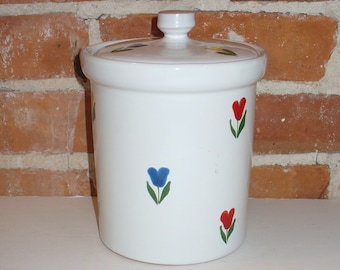 Vintage Made in Italy  Ceramic Lidded Tulip Canister Jar