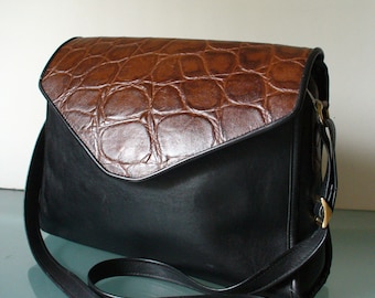 Michele Olivieri Made in Italy Alligator  Embossed &  Leather Shoulder Bag