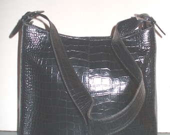 Vintage Claudia Made in Italy Mock Alligator Hobo Bag
