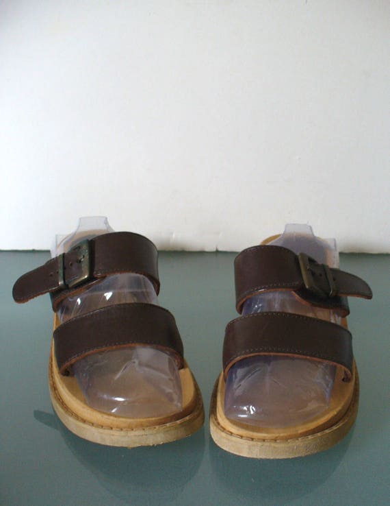 AE Leather & Wood Slides Made in Italy Size 7 - image 2