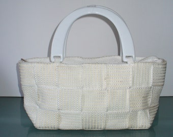 M.&G. Bertini Made in Italy Woven Tote Bag With Lucite Handles