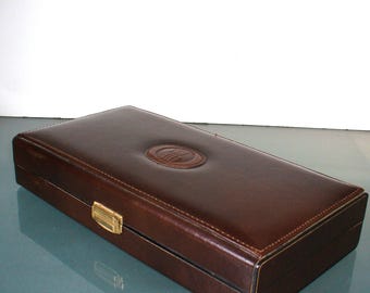 Vintage Leather Jewelry Box Made in Italy