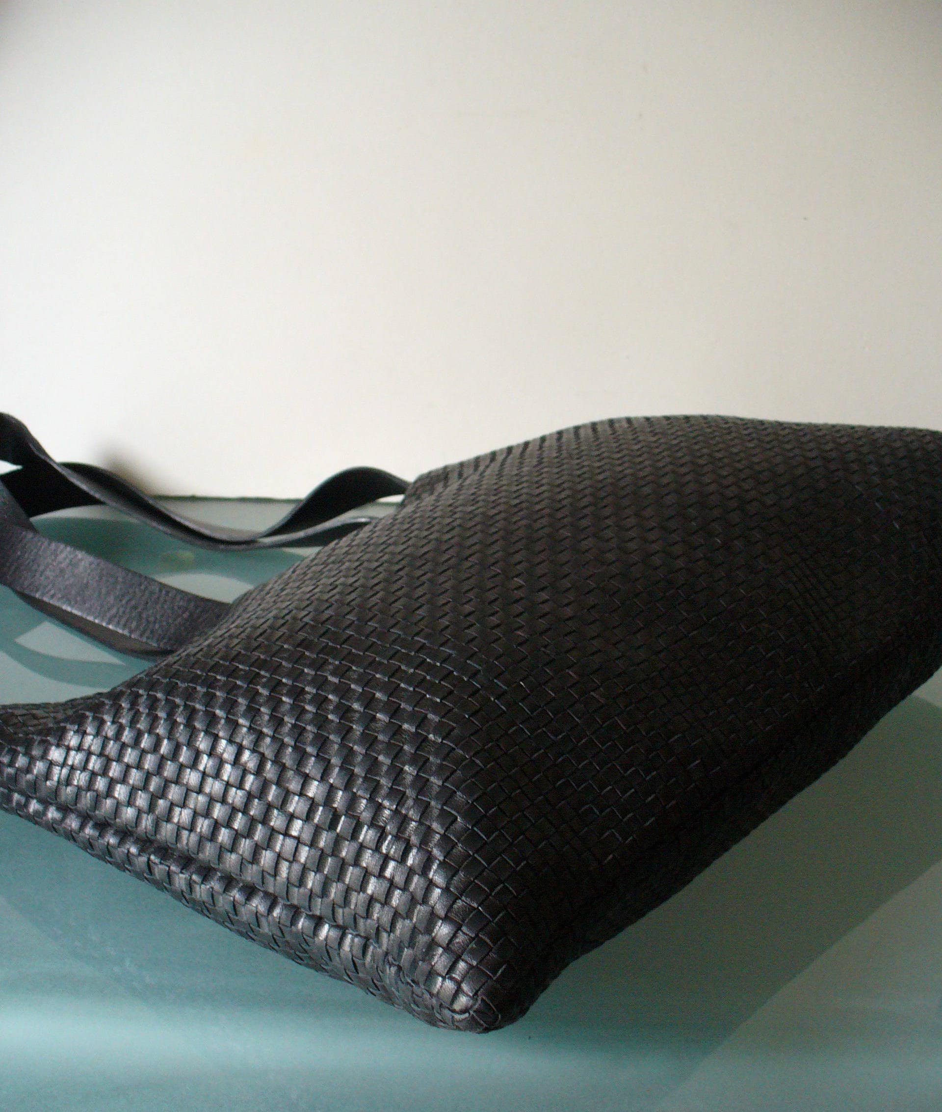 Falor woven store leather tote