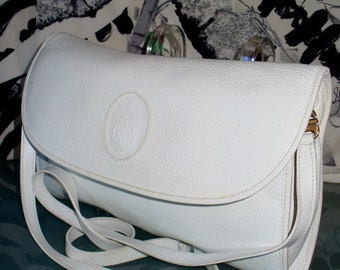 Mark Cross Made in Italy White Pebbled Leather Bag